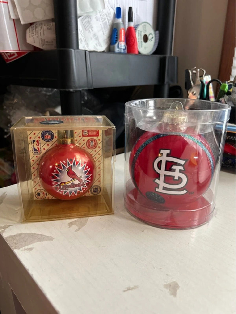 2 stl cardinals ornaments